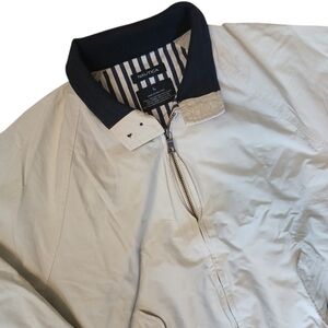 Vintage Nautica Interior Striped Windbreaker Jacket Large Bomber Beige